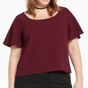 Torrid Crepe Flutter Sleeve Crop Top